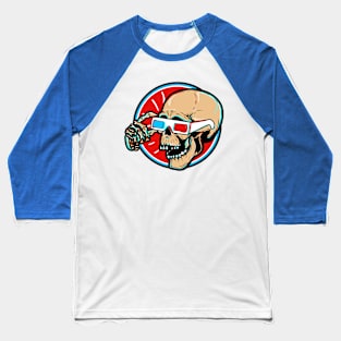 3D Glasses Skull Pop Art Ave Baseball T-Shirt